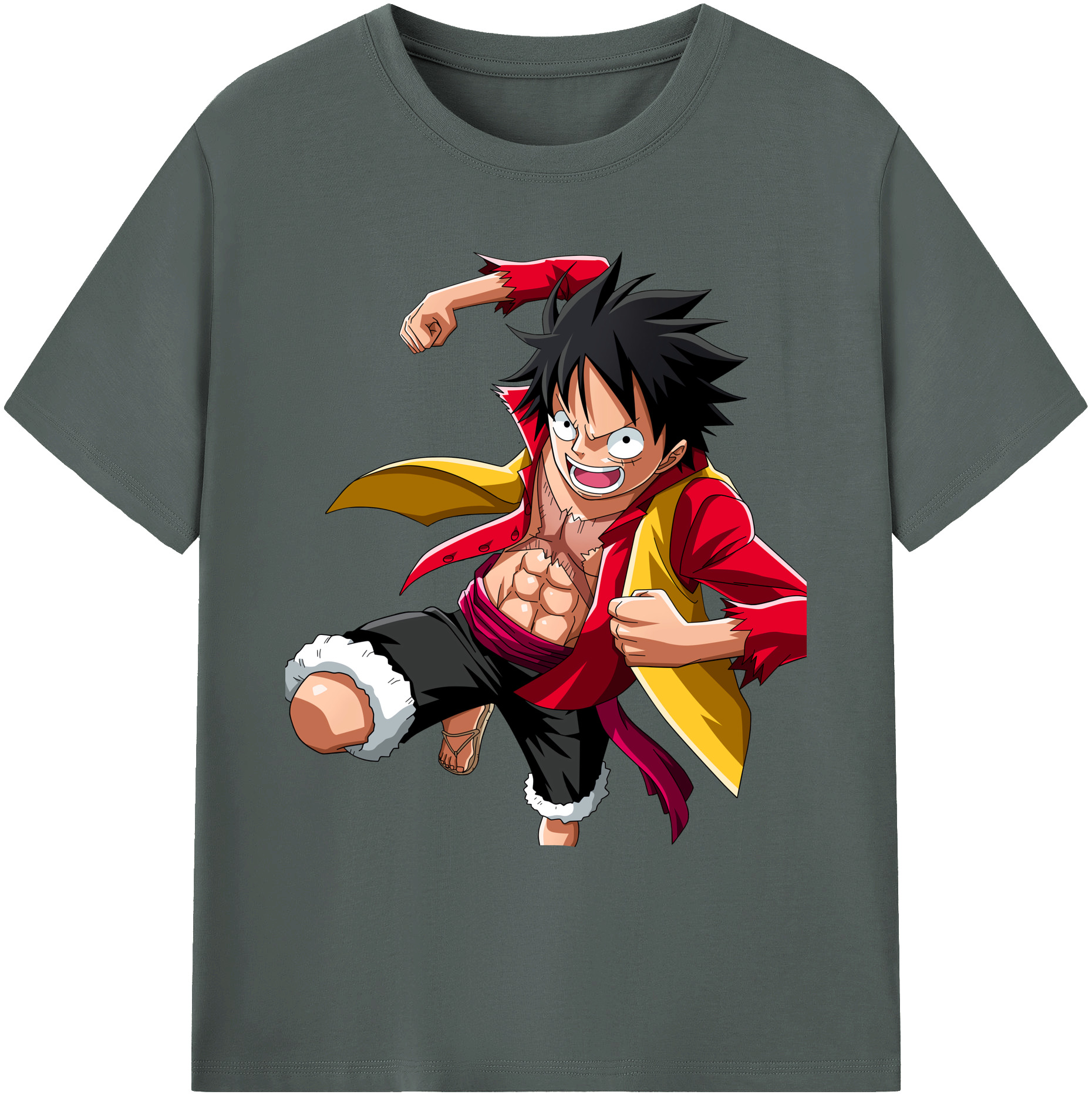 ワンピース モンキー・D・ルフィ ONE PIECE Monkey D. Luffy 綿100％ メンズ半袖Tシャツ｜肌触りやわらか＆通気性